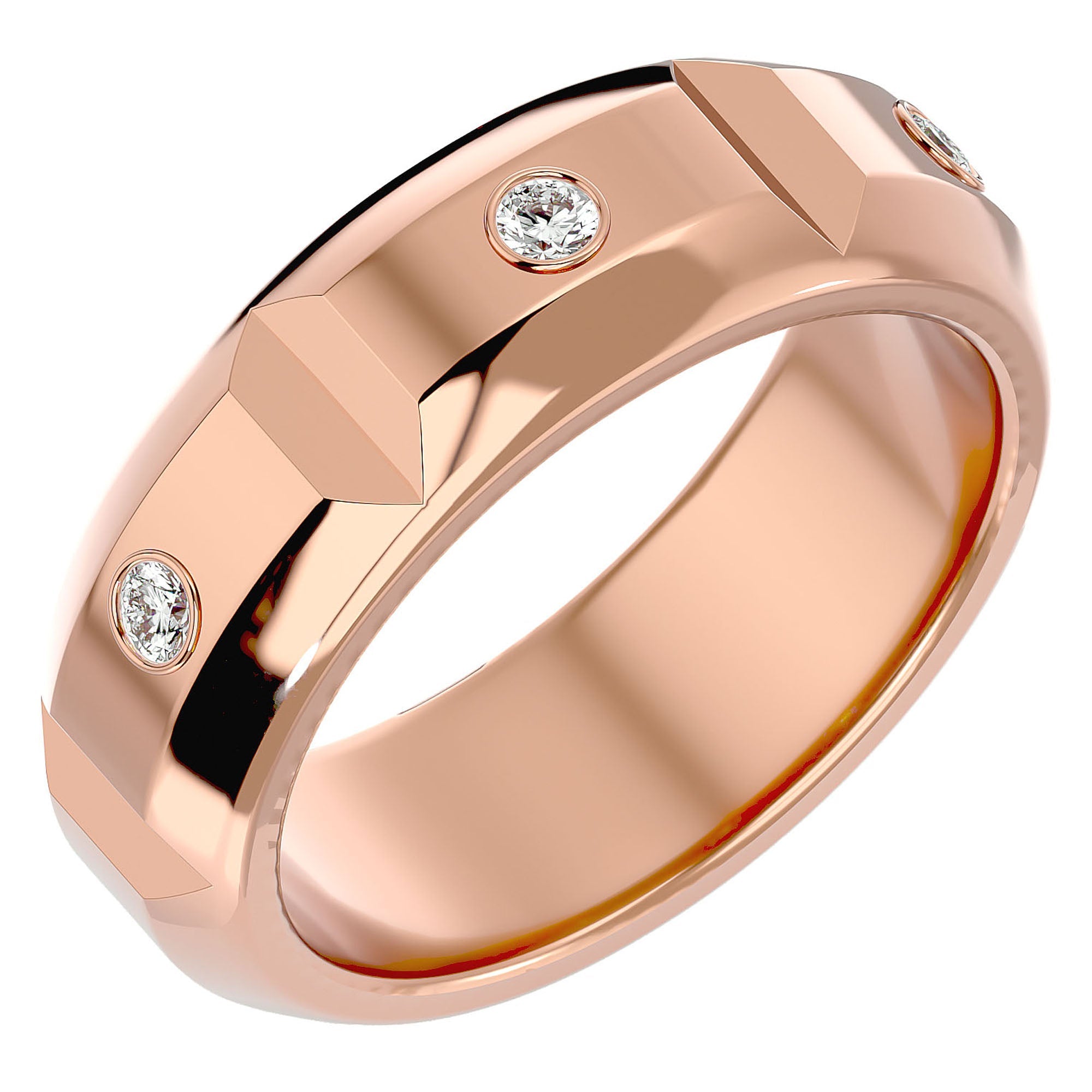 Verighetă din Aur 14k cu Bandă De Diamante Naturale de 0.18 ct din 14k Aur Roz - Castelo.ro