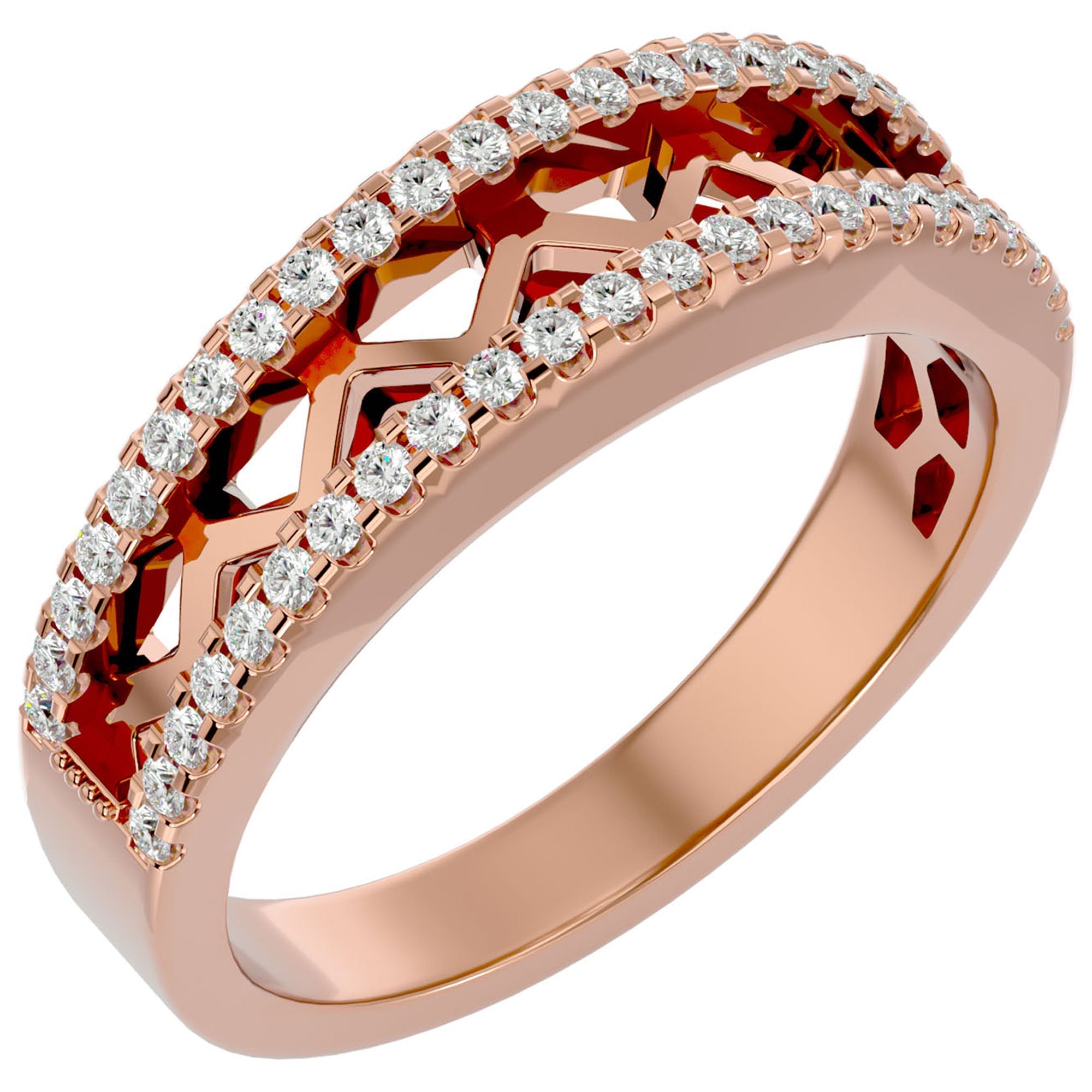 Inel Diademă din Aur 14k cu Diamante Create în Laborator în Montură Clasică de 0.30 ct din 14k Aur Roz - Castelo.ro