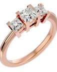 Inel de Logodnă Cu Trei Diamante Naturale Tăietură Prințesă de 1.32 ct din 18k Aur Roz - Castelo.ro