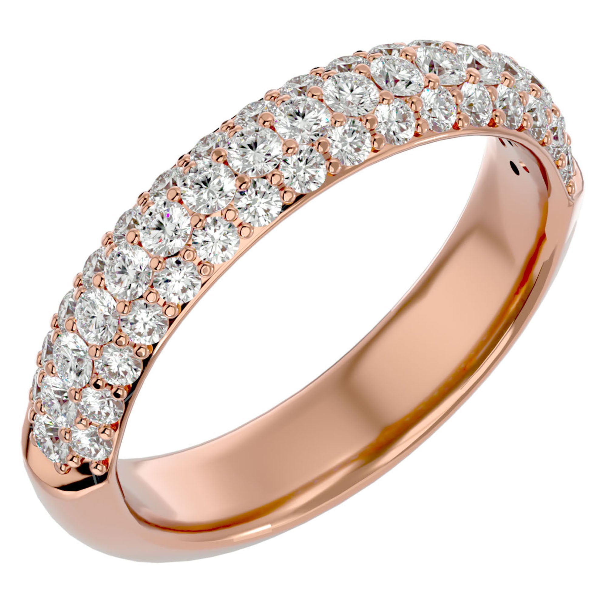 Inel Triplu Micro Pavé cu Moissanite de 0.90 ct din 18k Aur Roz - Castelo.ro