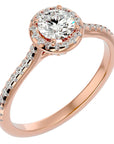 Inel de Logodnă Talisman din Aur 14k cu Moissanite Halo Pavé de 0.89 ct din 14k Aur Roz - Castelo.ro
