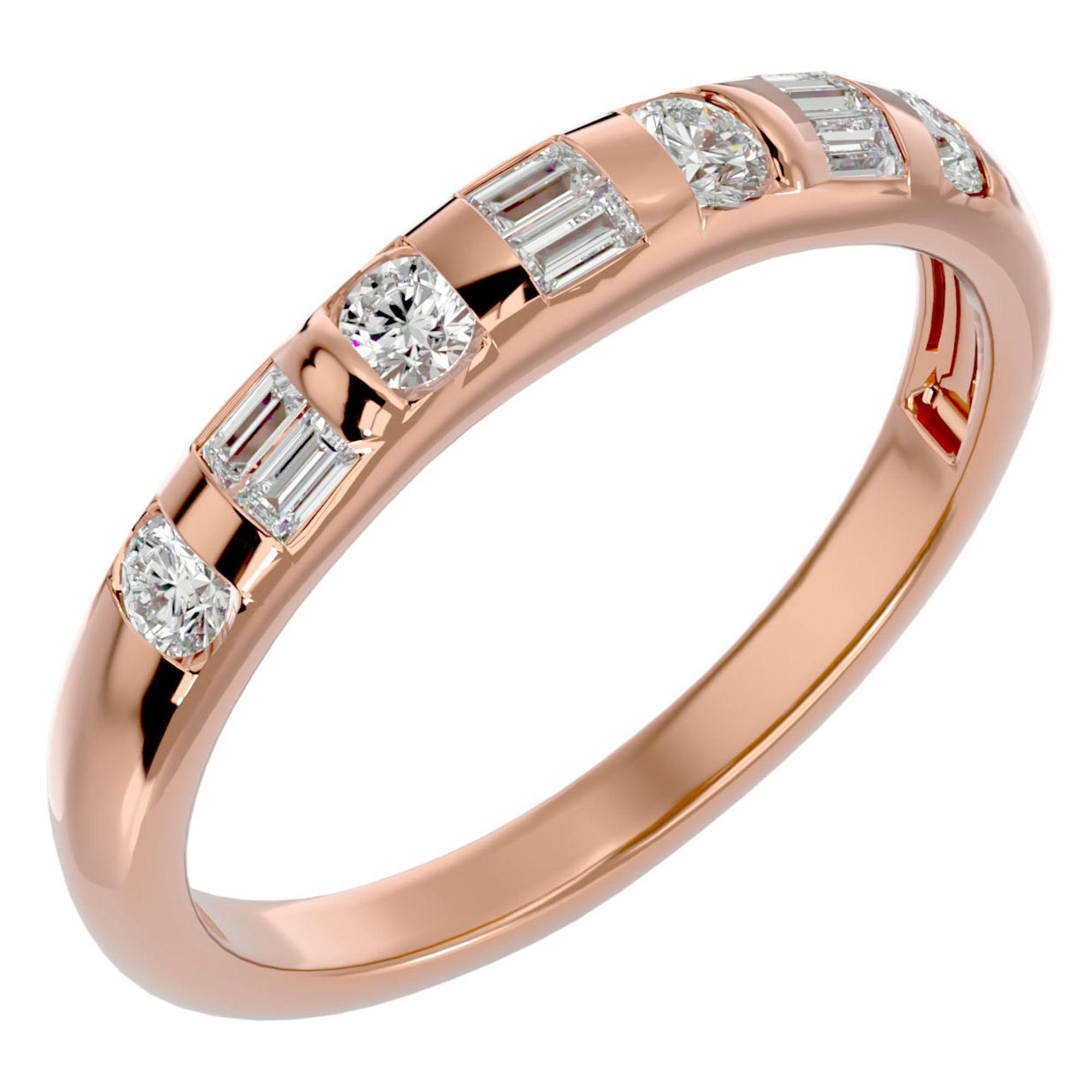Inel Bagheta Eternity din Aur 14k cu Diamante Naturale de 0.56 ct din 14k Aur Roz - Castelo.ro
