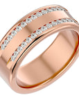 Verighetă Solène Cu Două Rânduri De Diamante Create în Laborator de 0.46 ct din 18k Aur Roz - Castelo.ro