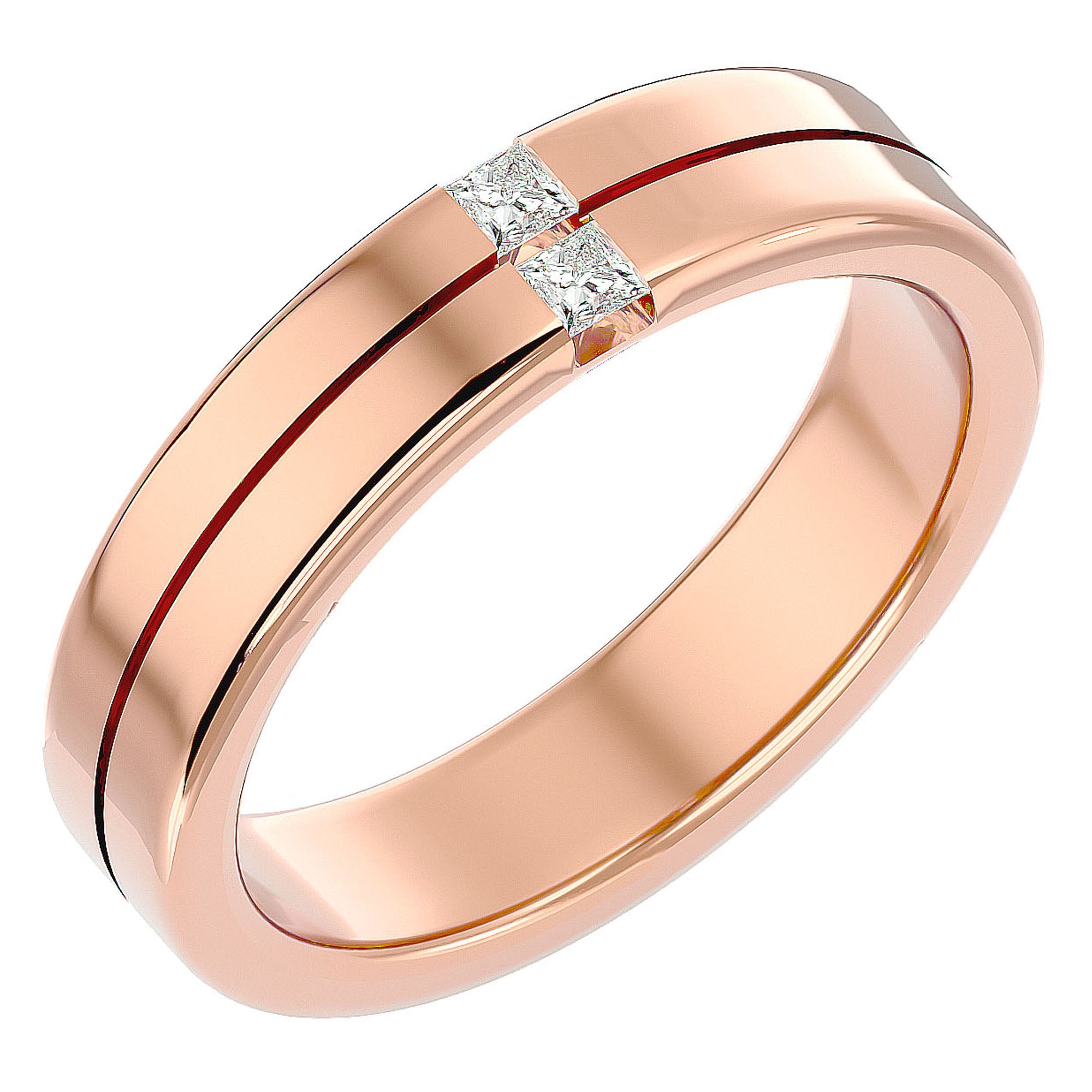 Verighetă cu Tăietură si Moissanite de 0.14 ct din 18k Aur Roz - Castelo.ro