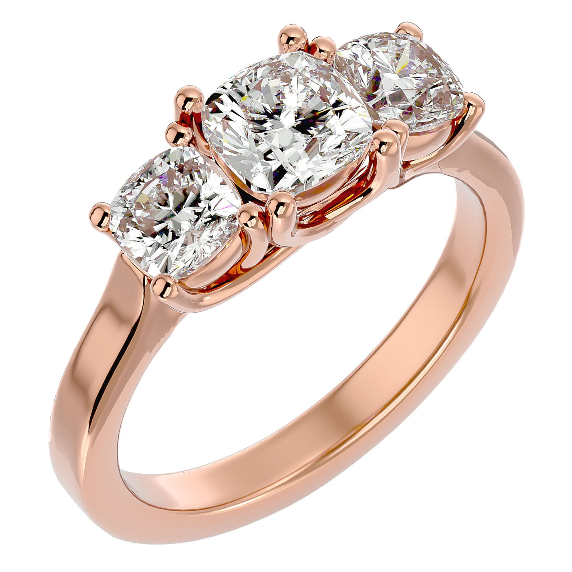 Inel de Logodnă Contessina din Aur 14k cu Trei Moissanite de 2.47 ct din 14k Aur Roz - Castelo.ro