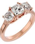 Inel de Logodnă Contessina din Aur 14k cu Trei Moissanite de 2.47 ct din 14k Aur Roz - Castelo.ro