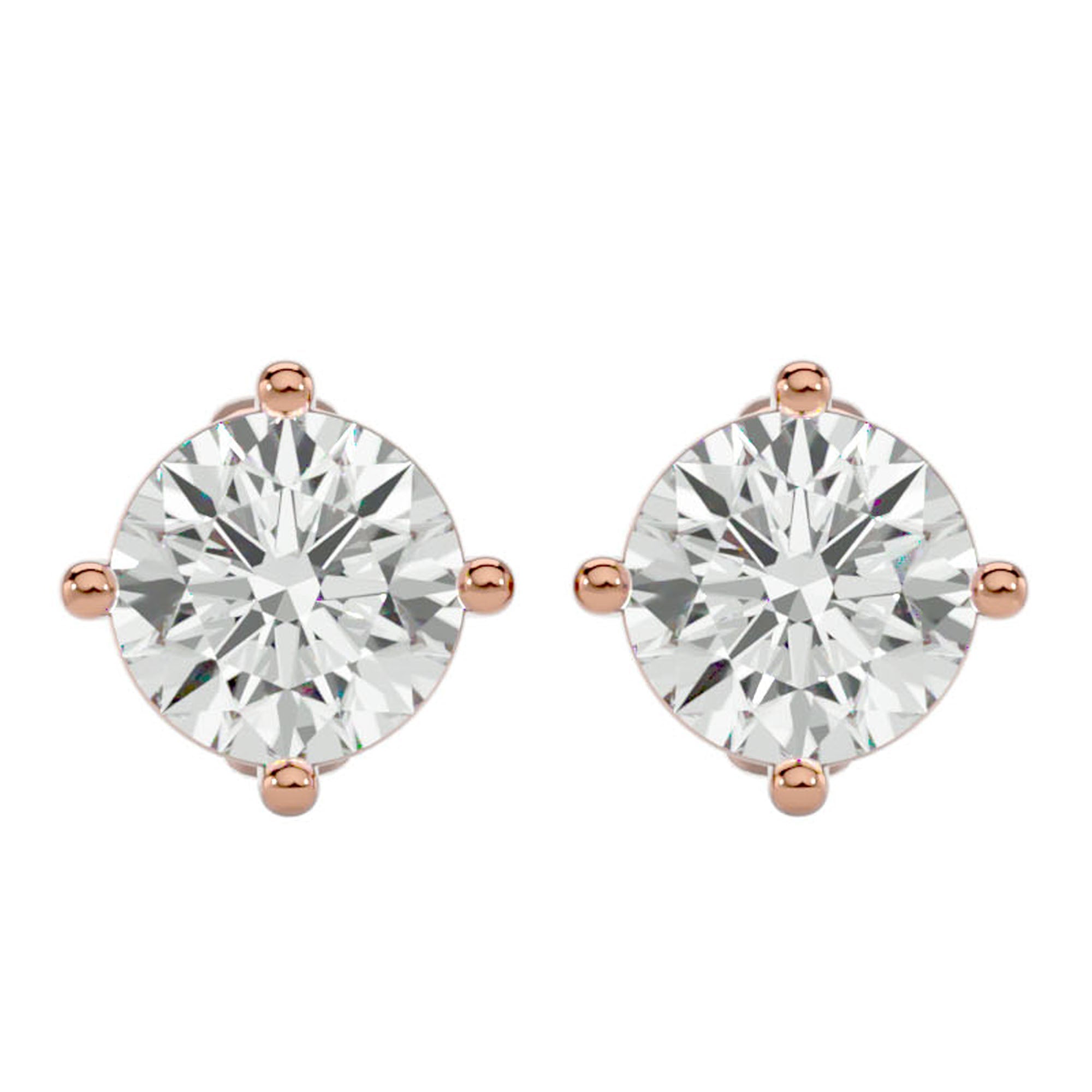 Cercei Stud din Aur 14k Cu Diamante Naturale Tăietură Rotundă Briliantă de 1.05 ct din 14k Aur Roz - Castelo.ro