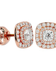 Cercei Stud Cu Diamante Naturale de 2.2 ct din 18k Aur Roz - Castelo.ro