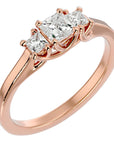 Inel de Logodnă din Aur 14k cu Trei Moissanite In Forma De Prințesă de 0.59 ct din 14k Aur Roz - Castelo.ro