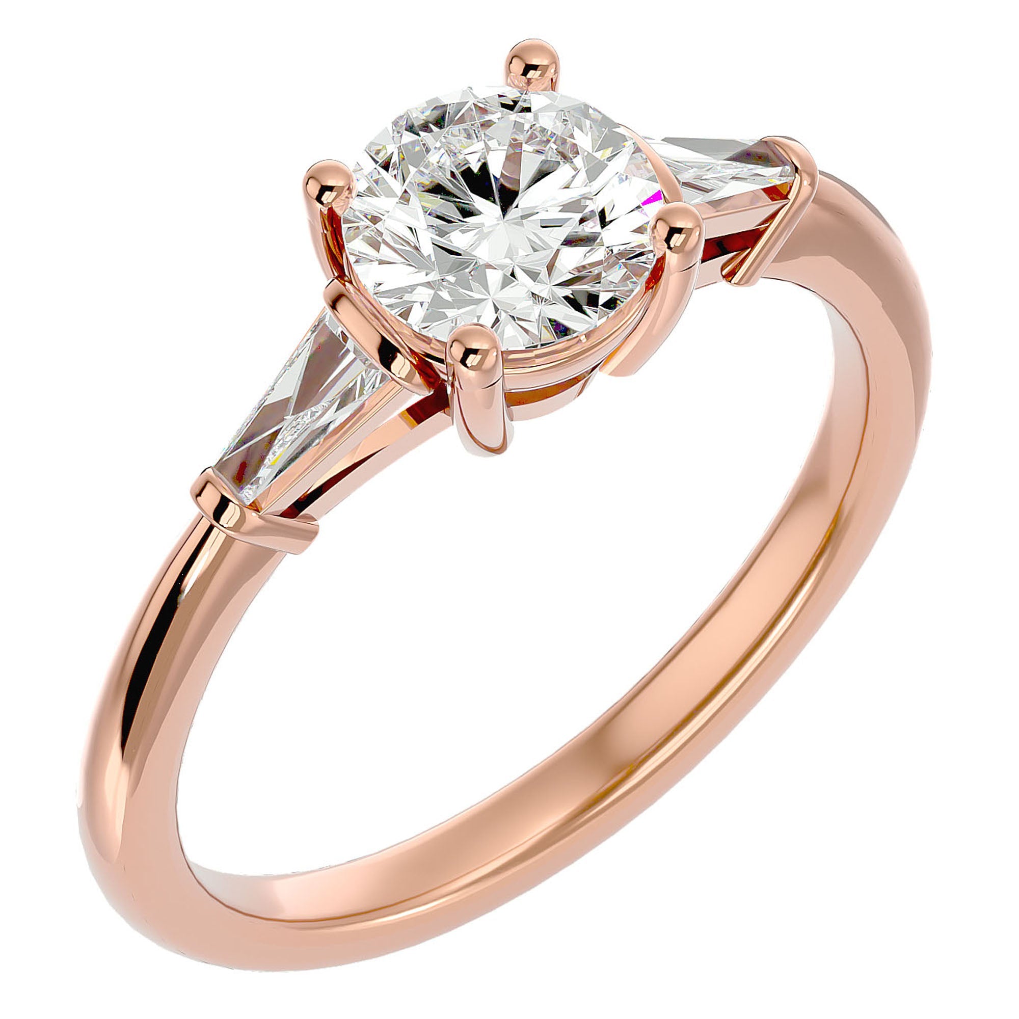 Inel de Logodnă cu Trei Moissanite de 1.22 ct din 18k Aur Roz - Castelo.ro