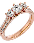 Inel de Logodnă Solitaire Pavè cu Diamante Create în Laborator de 0.90 ct din 18k Aur Roz - Castelo.ro