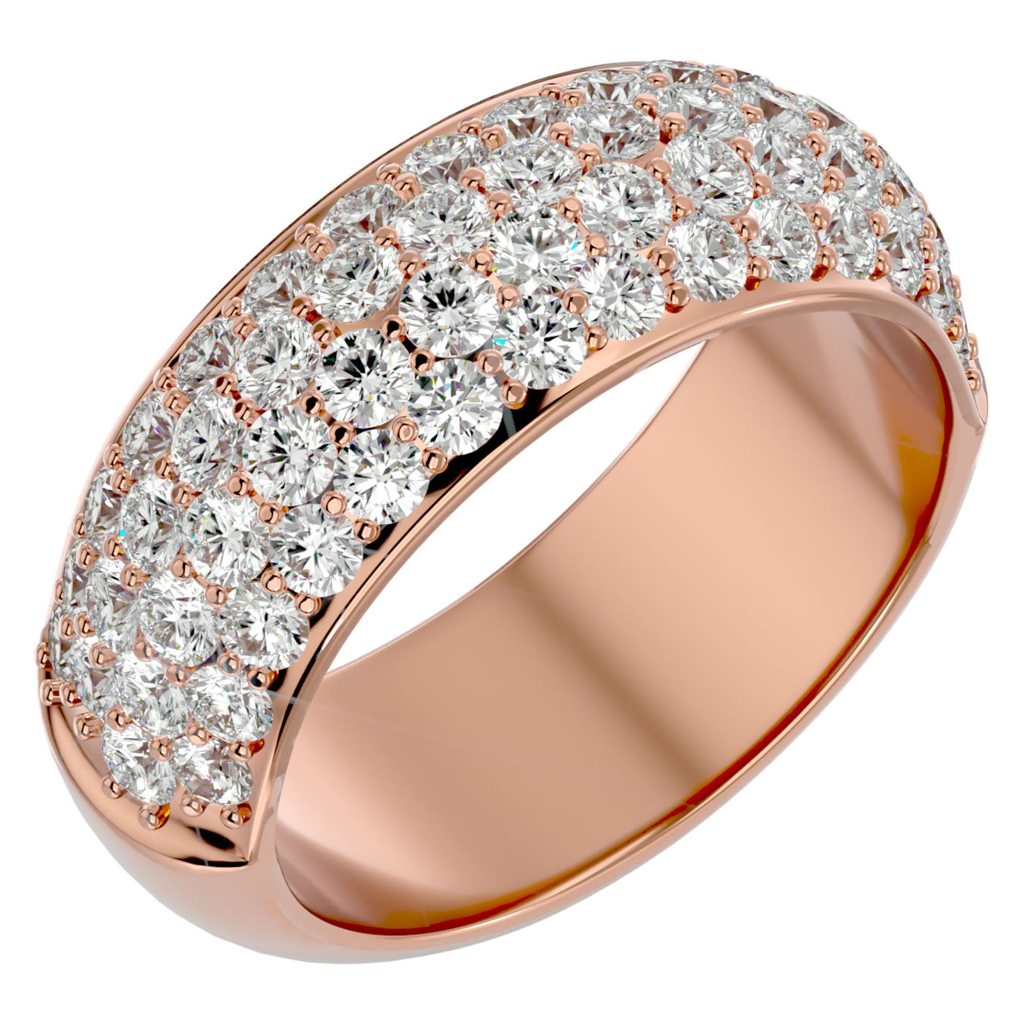 Inel Nupțial Pavé din Aur 14k cu Diamante Naturale de 1.87 ct din 14k Aur Roz - Castelo.ro