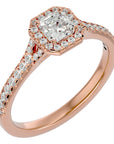 Inel de Logodnă Retro Pavé cu Diamante Create în Laborator de 0.46 ct din 18k Aur Roz - Castelo.ro