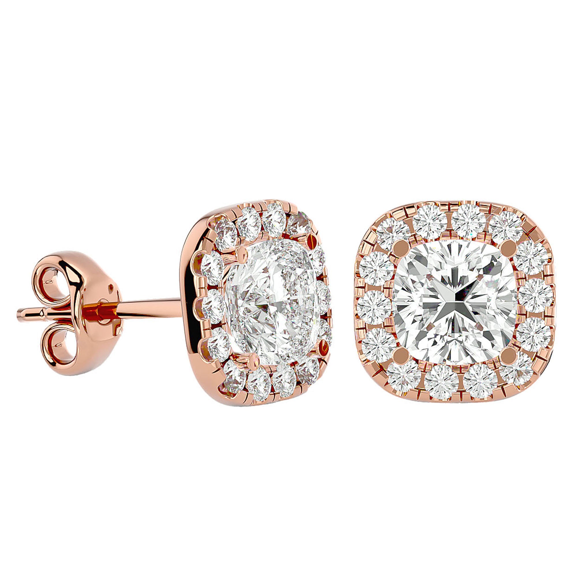 Cercei Stud din Aur 14k Cu Diamante Naturale de 2.06 ct din 14k Aur Roz - Castelo.ro
