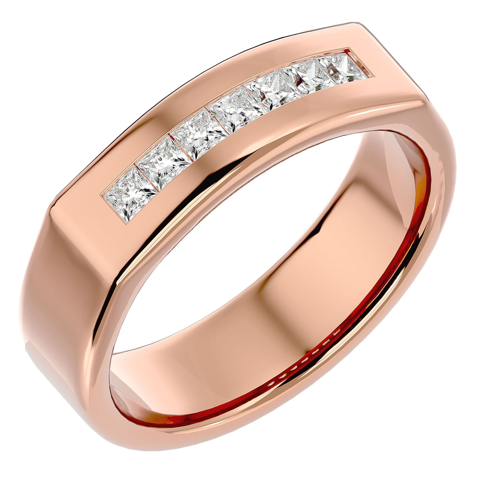 Verighetă Clasică din Aur 14k cu Diamante Create în Laborator de 0.50 ct din 14k Aur Roz - Castelo.ro