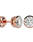 Cercei cu Diamant Creat în Laborator In Montură Bezel de 1.18 ct din 18k Aur Roz - Castelo.ro
