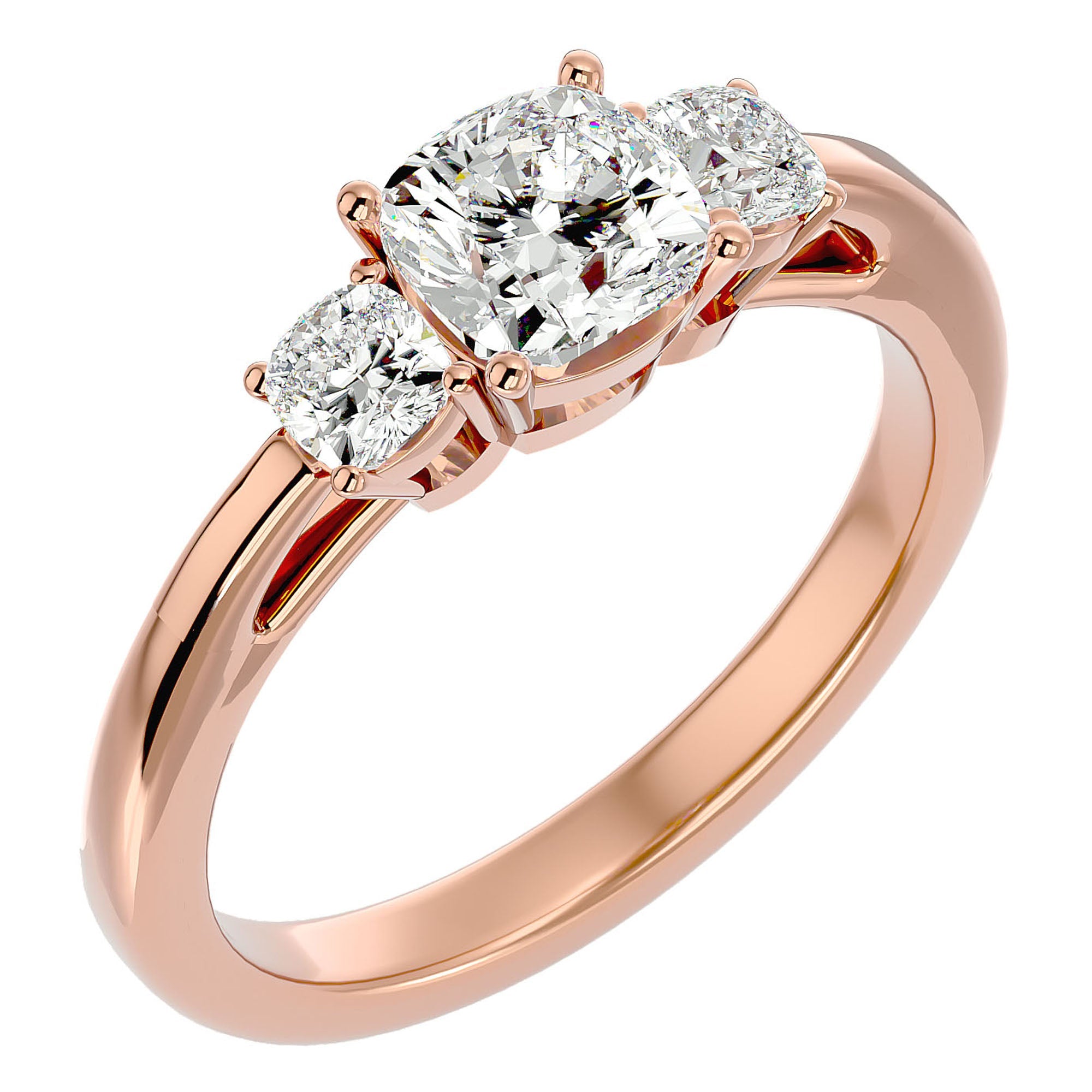 Inel de Logodnă Solitaire cu Trei Moissanite de 1.57 ct din 18k Aur Roz - Castelo.ro