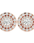 Cercei Halo Distins Cu Diamante Naturale de 1.97 ct din 18k Aur Roz - Castelo.ro