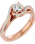 Inel de Logodnă din Aur 14k cu Diamante Naturale Pavé în Spirală Eternă de 0.61 ct din 14k Aur Roz - Castelo.ro