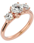 Inel de Logodnă Vivienne cu Trei Moissanite de 1.62 ct din 18k Aur Roz - Castelo.ro