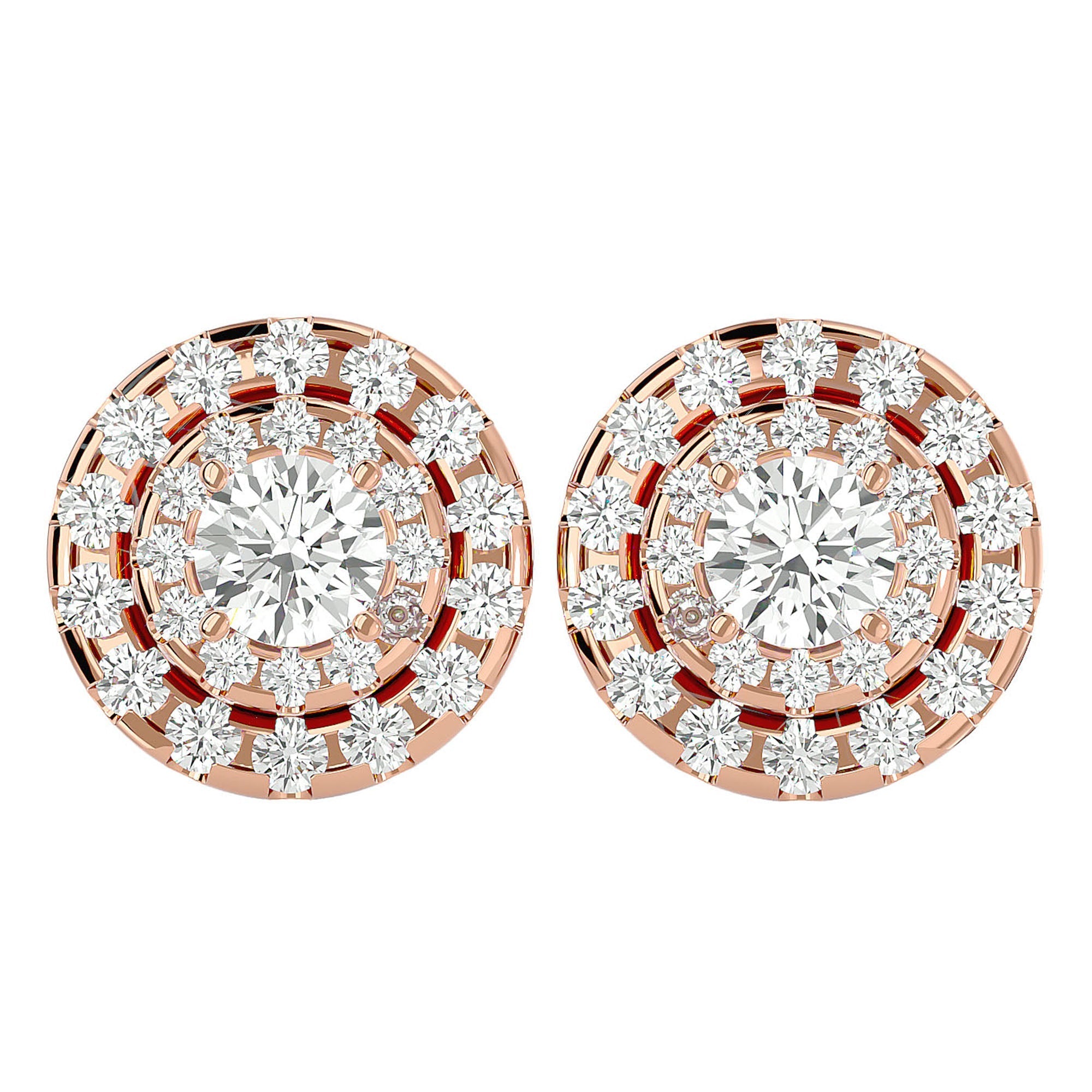 Cercei Halo Distins din Aur 14k Cu Diamante Create în Laborator de 1.97 ct din 14k Aur Roz - Castelo.ro