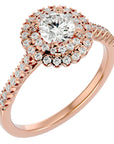 Inel de Logodnă din Aur 14k cu Diamante Naturale Brilliant Duo Halo Pavé de 0.86 ct din 14k Aur Roz - Castelo.ro