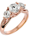 Inel de Logodnă din Aur 14k cu Trei Diamante Create în Laborator de 2.22 ct din 14k Aur Roz - Castelo.ro