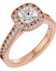 Inel de Logodnă Halo Pavé din Aur 14k cu Diamante Create în Laborator de 1.92 ct din 18k Aur Roz - Castelo.ro