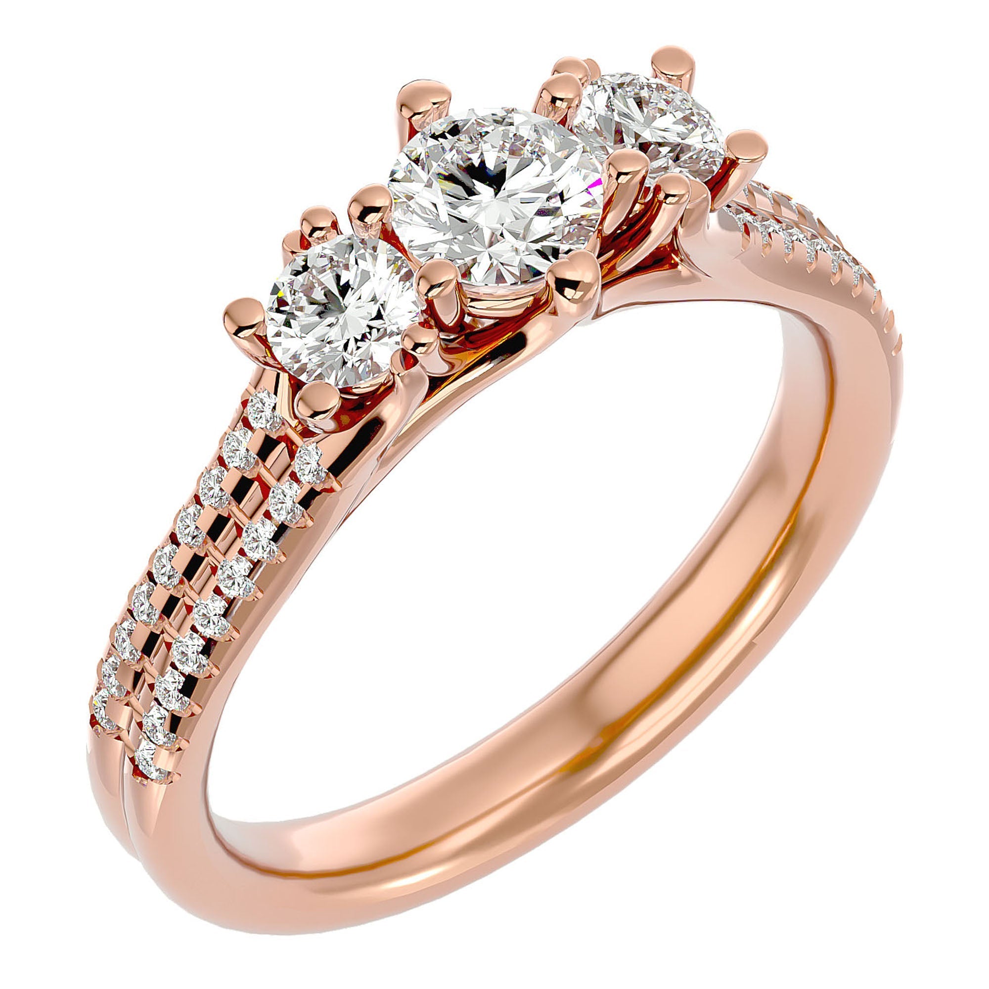 Inel de Logodnă Solitaire Pavè din Aur 14k cu Diamante Create în Laborator de 0.90 ct din 14k Aur Roz - Castelo.ro
