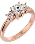 Inel de Logodnă din Aur 14k cu Trei Diamante Create în Laborator Pavè de 1.18 ct din 14k Aur Roz - Castelo.ro