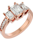 Inel de Logodnă din Aur 14k Trei Diamante Create în Laborator de 2.46 ct din 14k Aur Roz - Castelo.ro