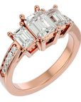 Inel de Logodnă din Aur 14k Trei Diamante Create în Laborator de 2.46 ct din 14k Aur Roz - Castelo.ro