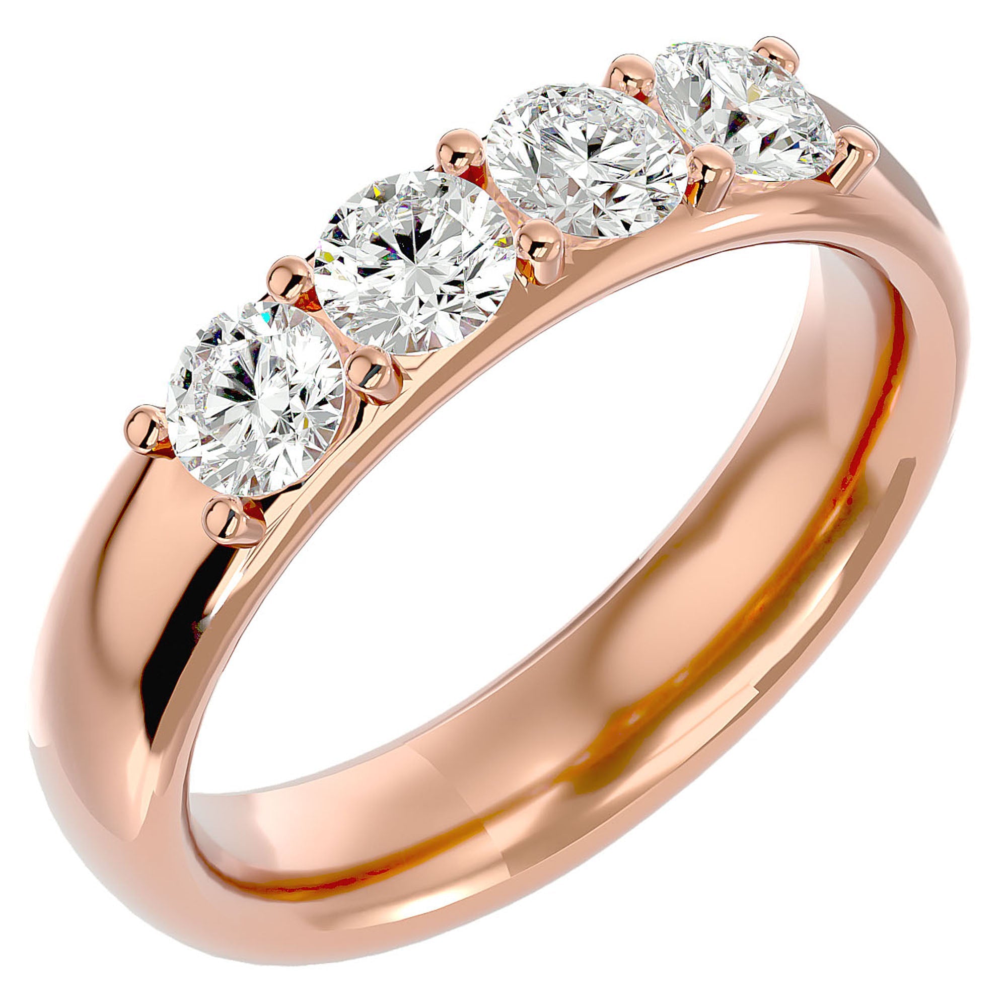 Verighetă Eternity din Aur 14k cu 4 Diamante Naturale de 0.96 ct din 14k Aur Roz - Castelo.ro