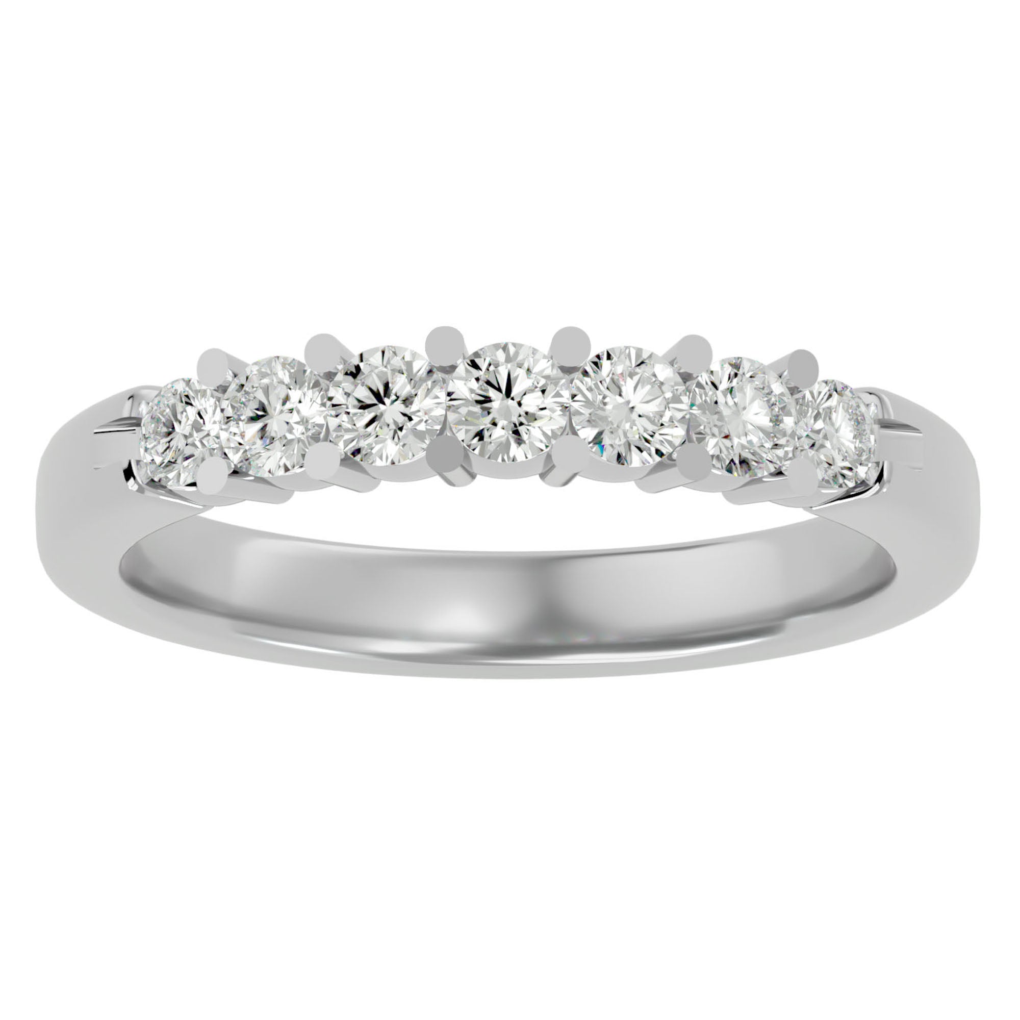 Inel Eternity din Aur 14k Cu 7 Diamante Naturale de 0.53 ct din 14k Aur Alb - Castelo.ro