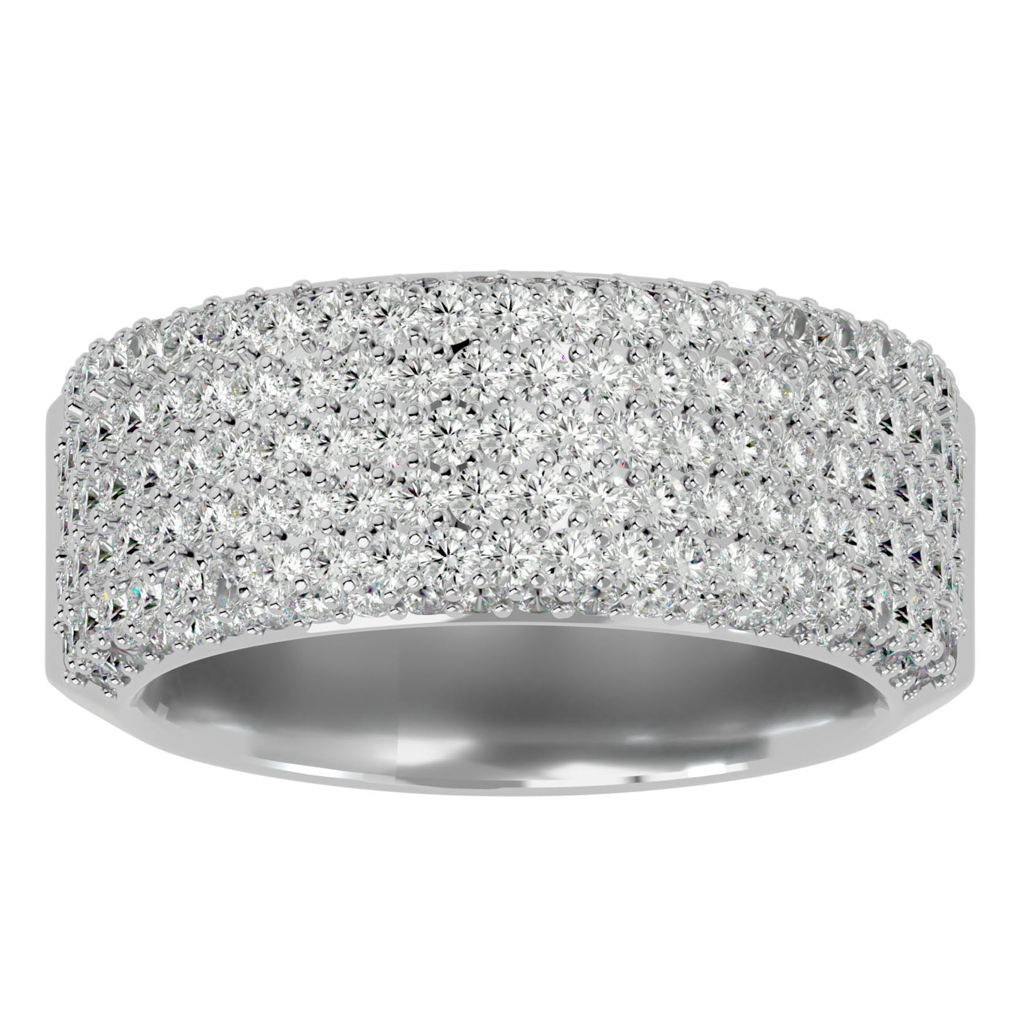 Inel Clasic Pavé din Aur 14k cu Diamante Create în Laborator de 1.93 ct din 14k Aur Alb - Castelo.ro