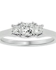 Inel de Logodnă din Aur 14k cu Trei Diamante Create în Laborator In Forma De Prințesă de 0.59 ct din 14k Aur Alb - Castelo.ro