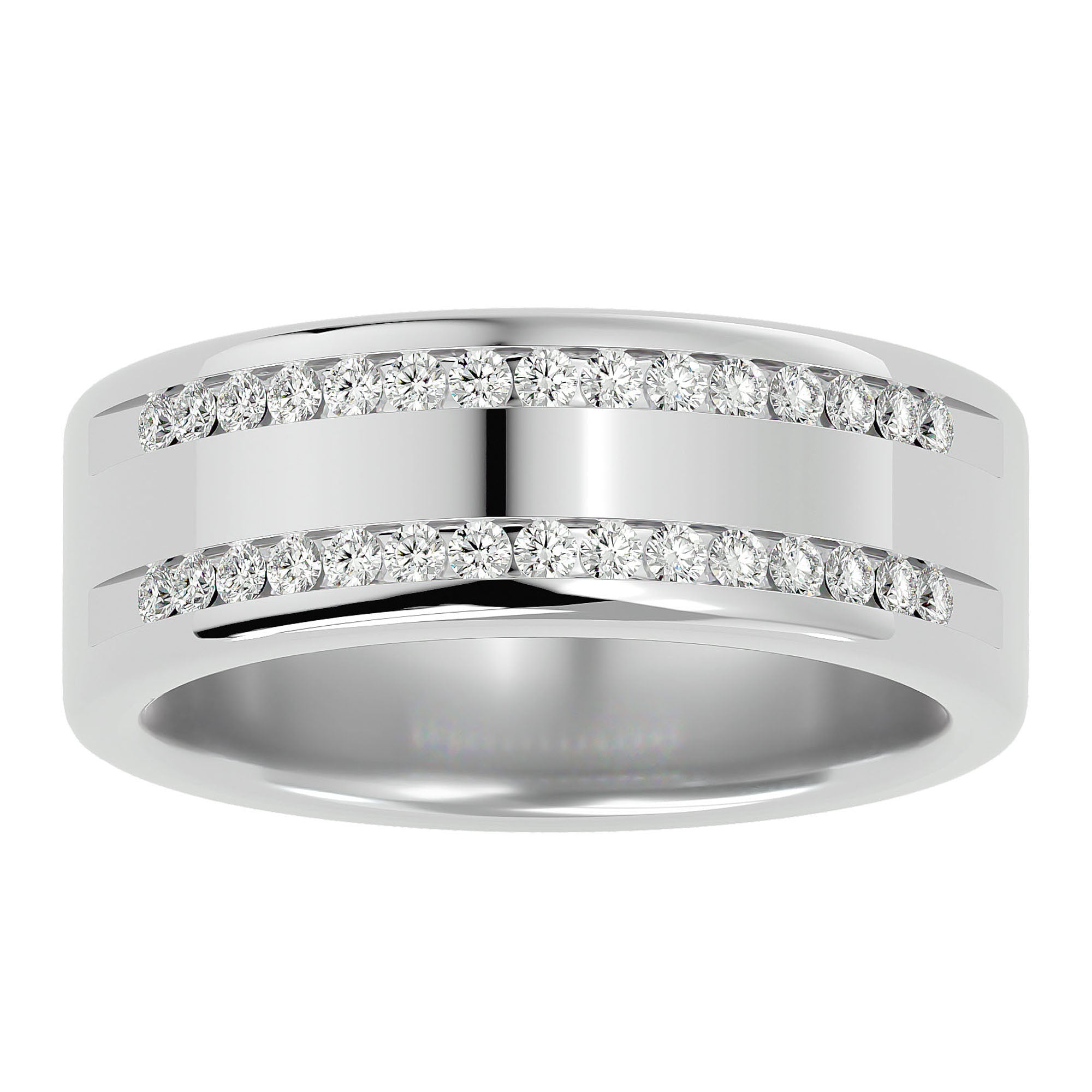 Verighetă Solène din Aur 14k Cu Două Rânduri De Moissanite de 0.46 ct din 14k Aur Alb - Castelo.ro