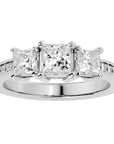 Inel de Logodnă Trei Diamante Naturale Pavè de 2.20 ct din Platina - Castelo.ro