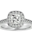 Inel de Logodnă Halo Pavé din Aur 14k cu Diamante Create în Laborator de 1.92 ct din 18k Aur Alb - Castelo.ro