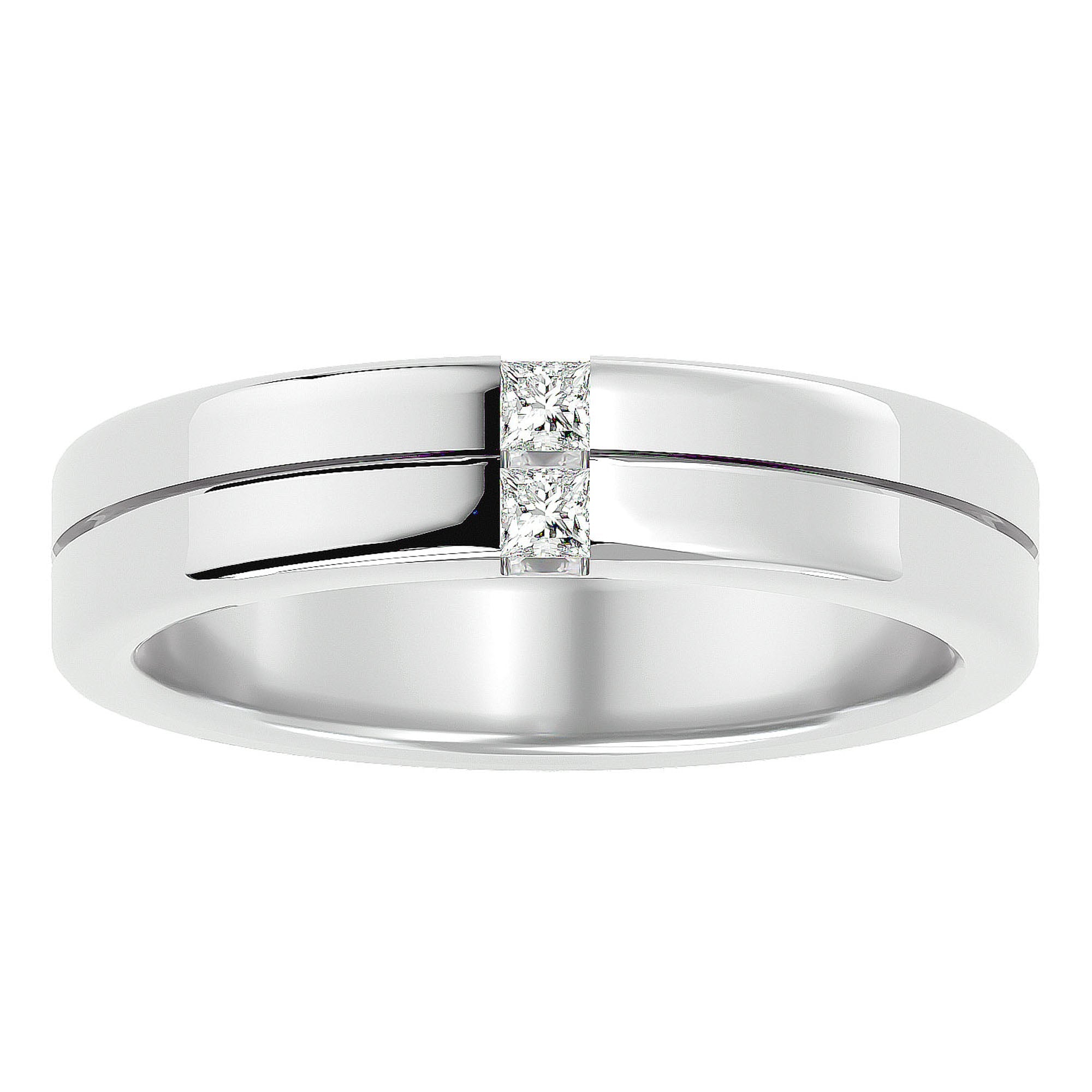 Verighetă cu Tăietură si Moissanite de 0.14 ct din Platina - Castelo.ro