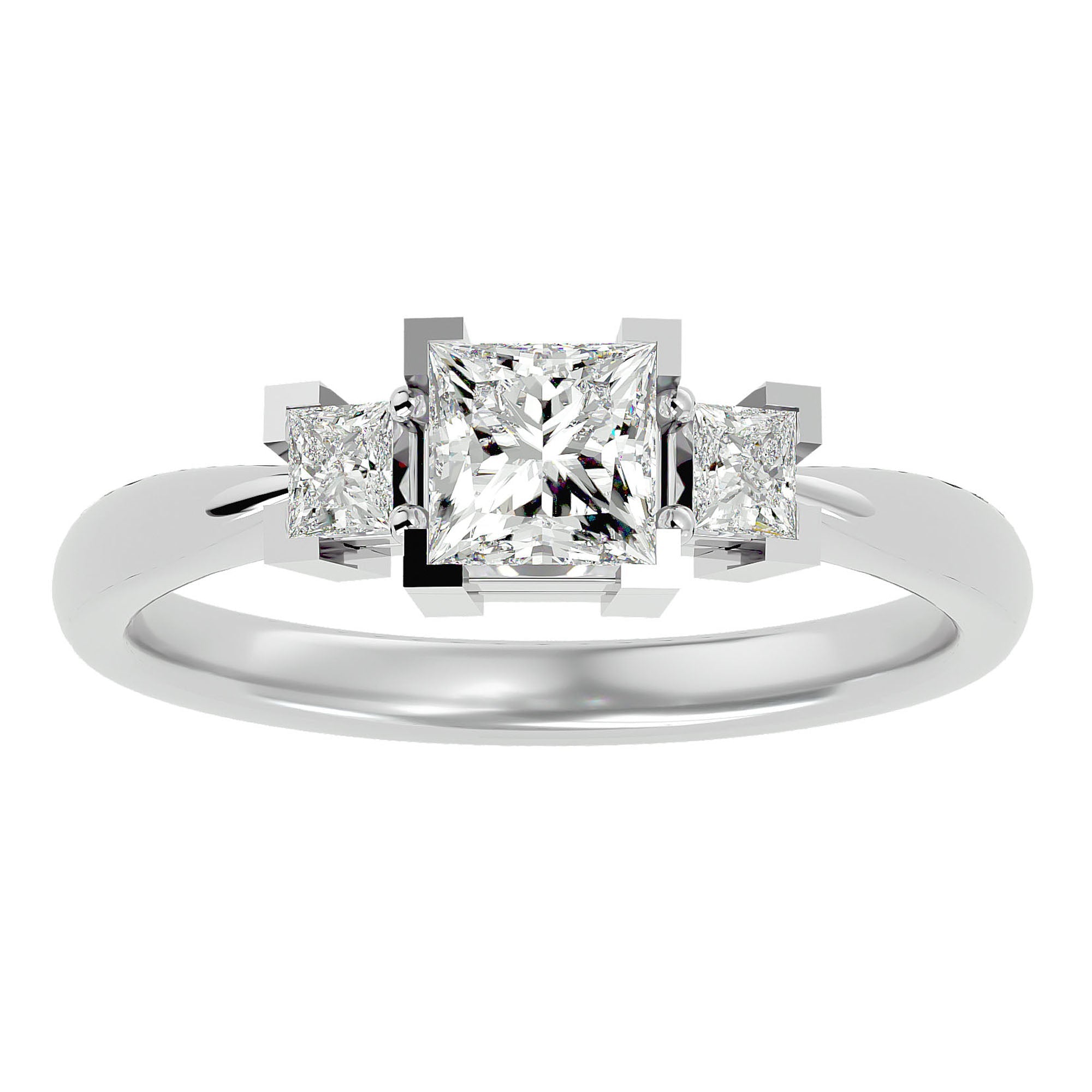 Inel de Logodnă Cu Trei Diamante Naturale Tăietură Prințesă de 1.00 ct din Platina - Castelo.ro