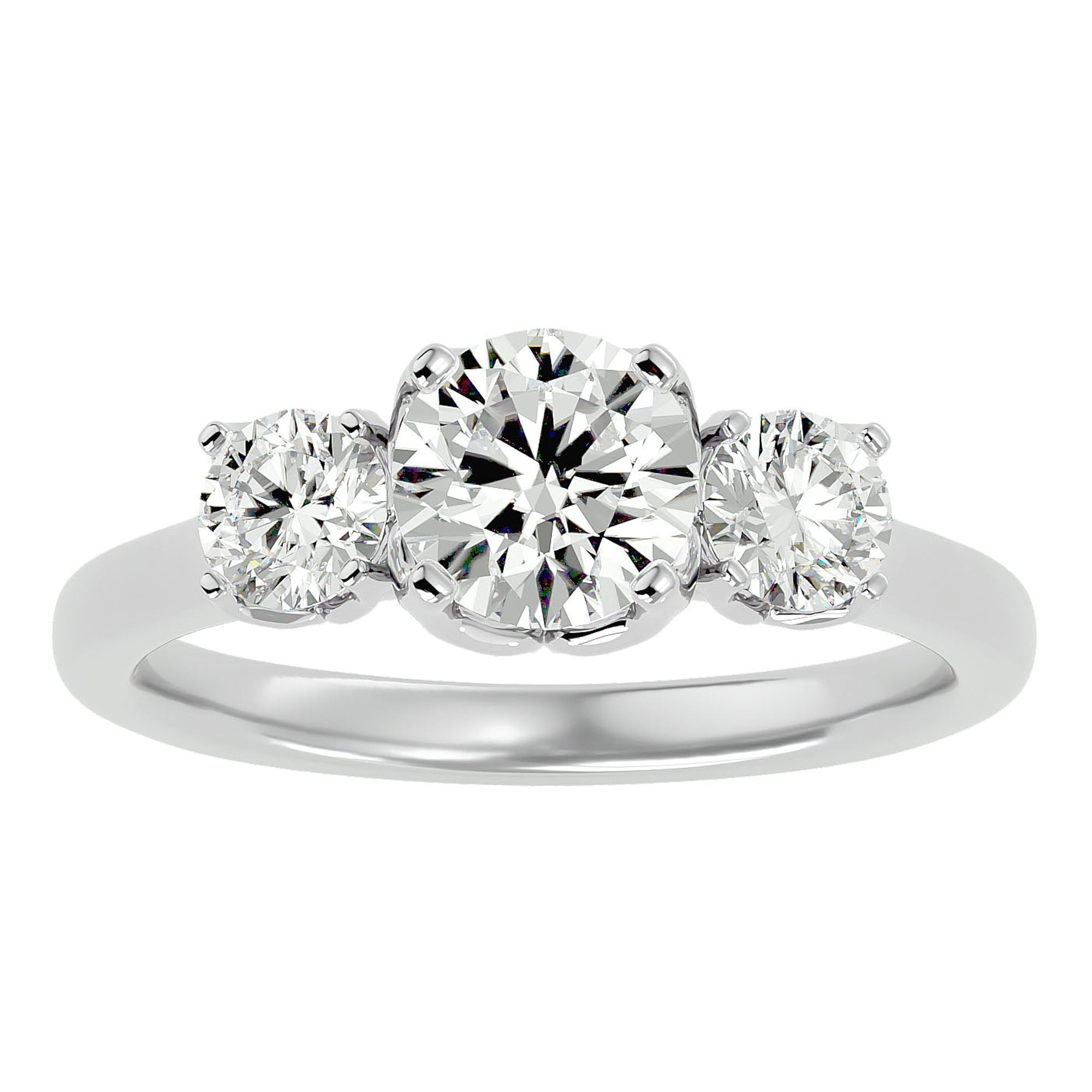 Inel de Logodnă Vivienne cu Trei Moissanite de 1.62 ct din Platina - Castelo.ro