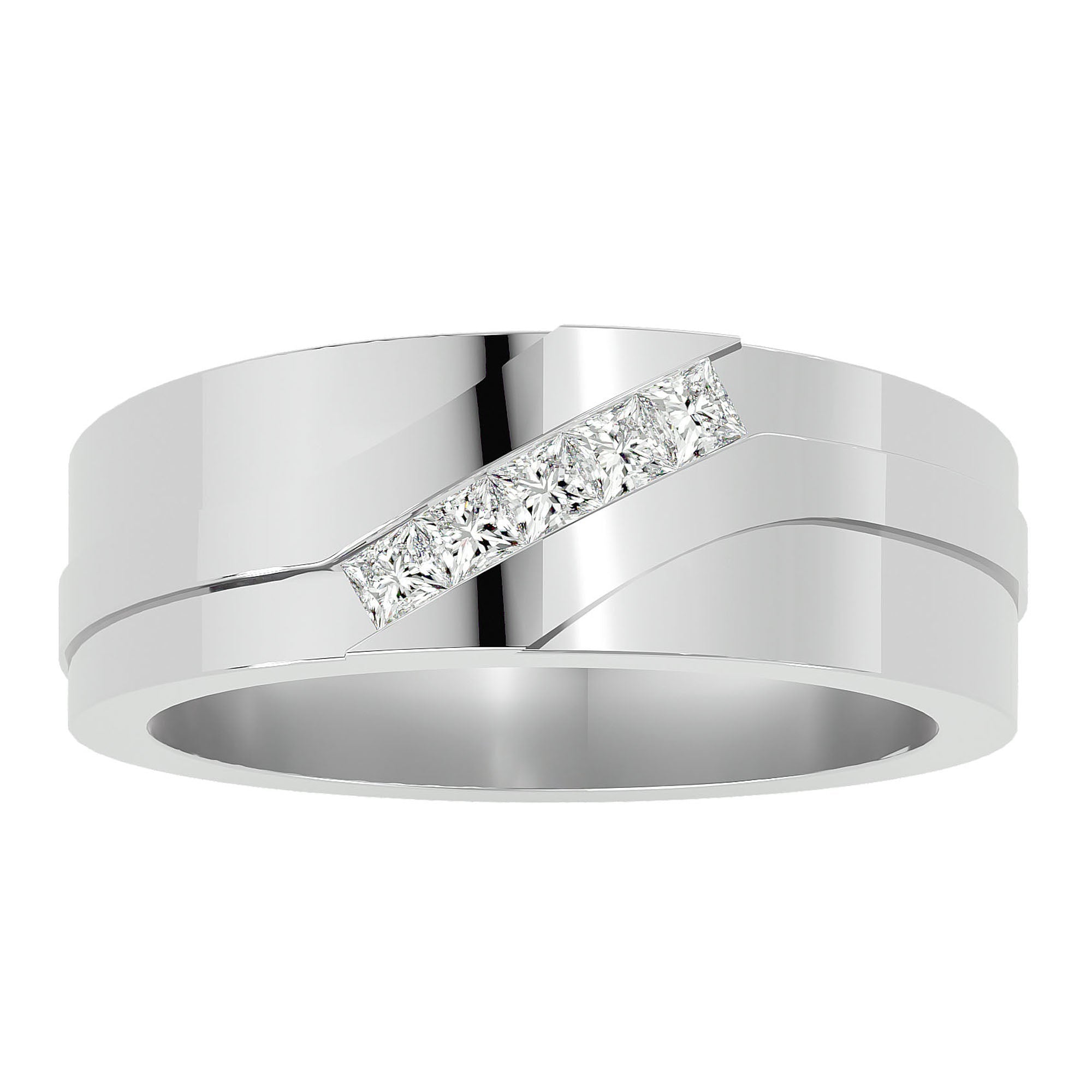 Verighetă Prestigiu cu Moissanite de 0.36 ct din Platina - Castelo.ro