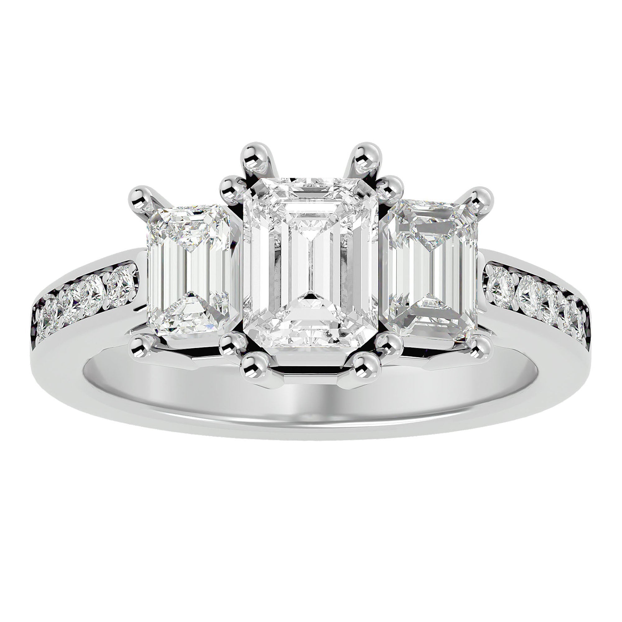 Inel de Logodnă Trei Moissanite de 2.46 ct din Platina - Castelo.ro