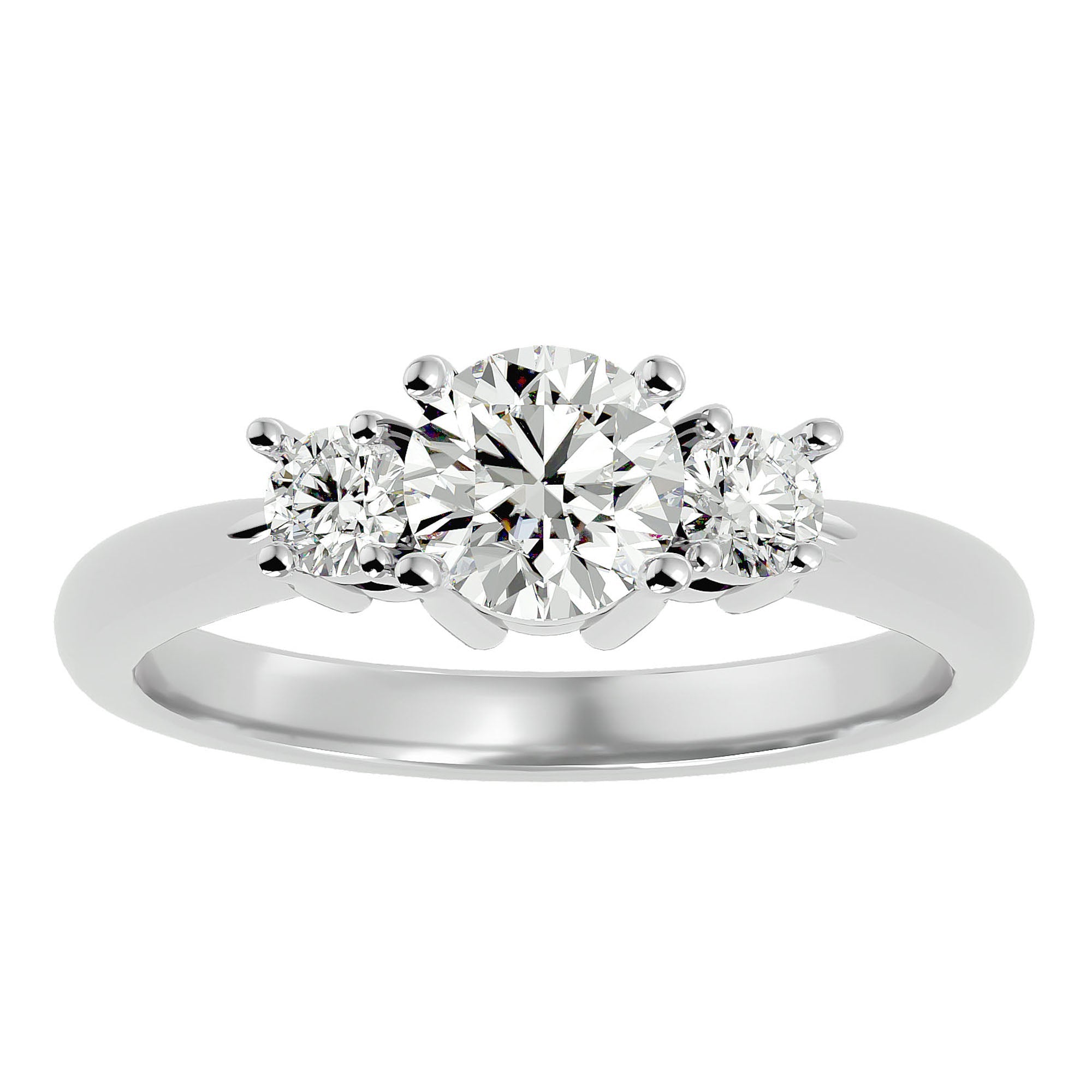 Inel de Logodnă cu Trei Diamante Naturale Pavè de 1.18 ct din Platina - Castelo.ro
