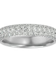 Inel Triplu Micro Pavé cu Diamante Create în Laborator de 0.90 ct din Platina - Castelo.ro