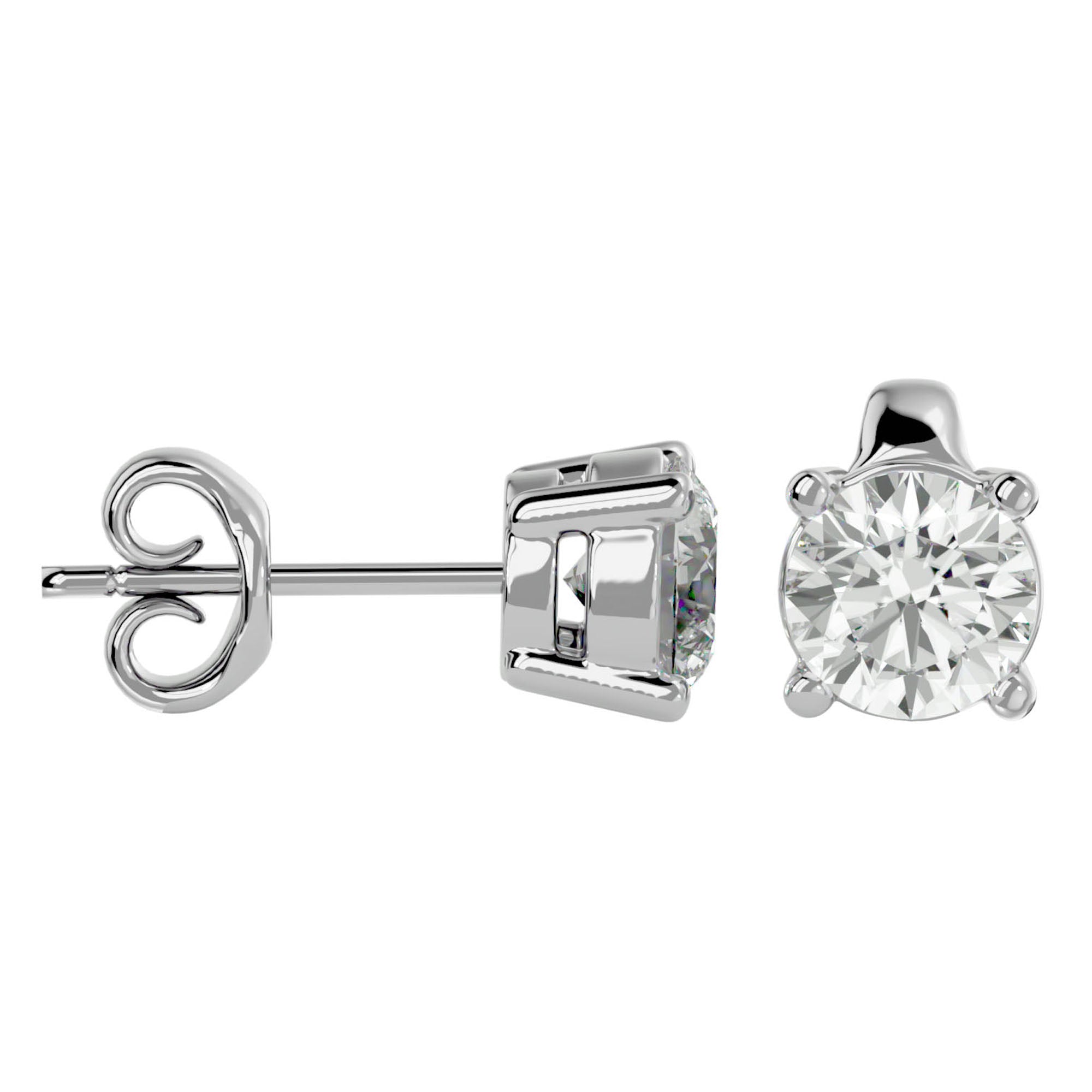 Cercei Stud Solitaire din Aur 14k cu Diamante Create în Laborator de 0.94 ct din 14k Aur Alb - Castelo.ro