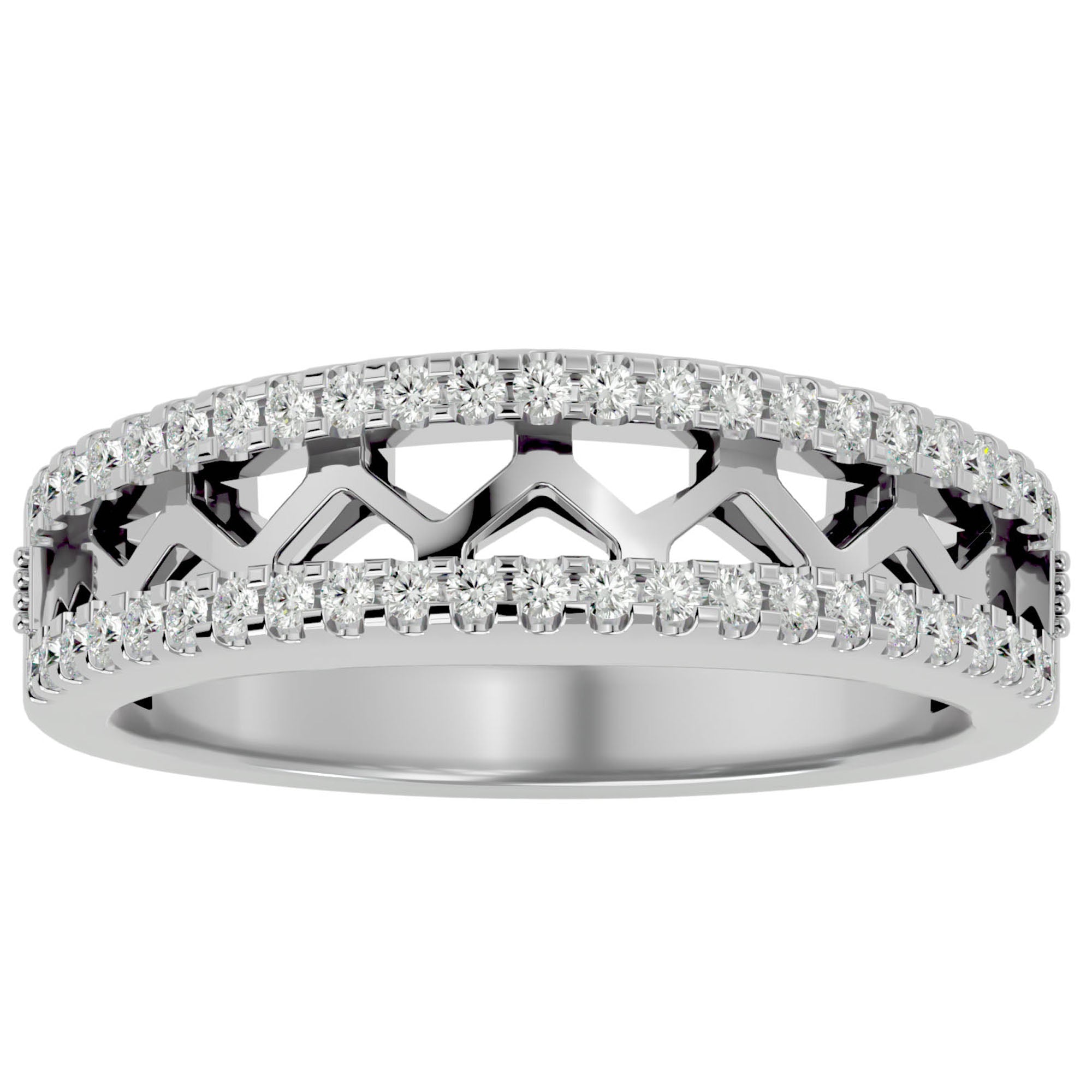 Inel Diademă din Aur 14k cu Diamante Naturale în Montură Clasică de 0.30 ct din 14k Aur Alb - Castelo.ro
