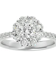 Inel de Logodnă Fleur din Aur 14k cu Diamante Naturale Halo Pavé de 1.64 ct din 14k Aur Alb - Castelo.ro