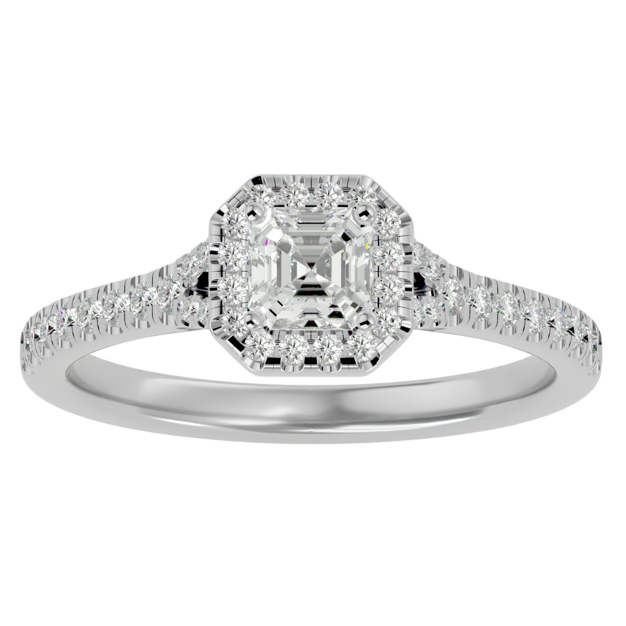 Inel de Logodnă Retro Pavé cu Diamante Naturale de 0.46 ct din Platina - Castelo.ro